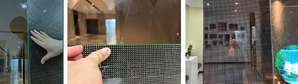 Apply the adhesive and install the screen modules
